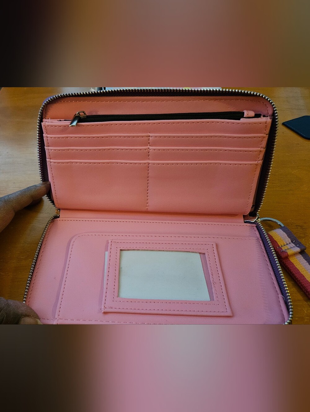 Betsey Johnson Quilted Pink Wallet Clutch with Orange Trim - Picture 3 of 4